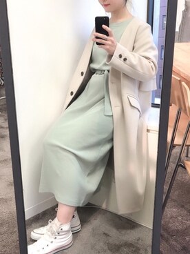 「ワッフル」｜「アイテム（チェスターコート）」を使った、MiZUKiさん（レディース・160cm）の冬コーディネート