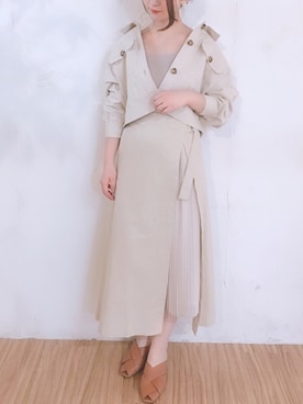 「リネンシャツ」｜「アイテム（ブルゾン）」を使った、MiZUKiさん（レディース・160cm）の春コーディネート