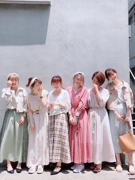 「natural couture（ナチュラルクチュール）のタッセルベルト付きカシュクールワンピース（ワンピース）」を使った、MiZUKiさん（レディース・162cm）の夏コーディネート