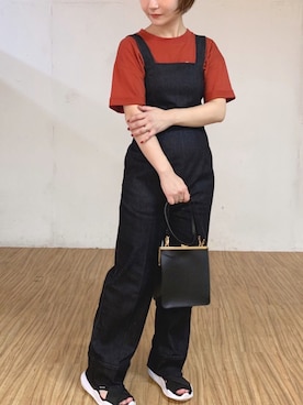 「natural couture（ナチュラルクチュール）のアイテム（オールインワン・サロペット）」を使った、MiZUKiさん（レディース・162cm）の夏コーディネート