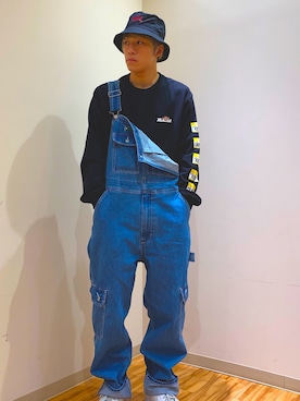 「XLARGE（エクストララージ）のアイテム（サロペット/オーバーオール）」を使った、中島健勝さん（メンズ・165cm）の夏コーディネート