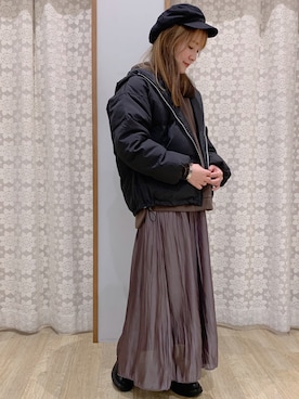 「ショートダウン」｜「アイテム（その他アウター）」を使った、Shinommyさん（レディース・158cm）の秋コーディネート
