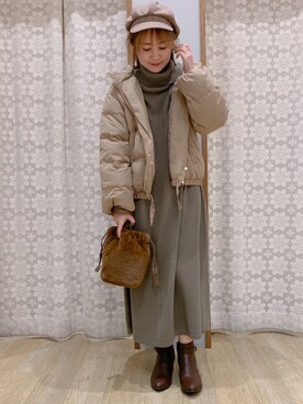 「ショートダウン」｜「アイテム（その他アウター）」を使った、Shinommyさん（レディース・158cm）の秋コーディネート