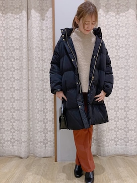 「センタープレスパンツ」｜「アイテム（ブルゾン）」を使った、Shinommyさん（レディース・158cm）の冬コーディネート