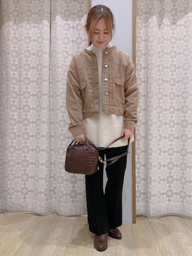 「センタープレスパンツ」｜「アイテム（ブルゾン）」を使った、Shinommyさん（レディース・158cm）の冬コーディネート
