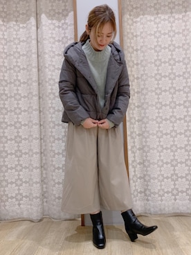 「キュロットパンツ」｜「アイテム（ジャケット/アウター）」を使った、Shinommyさん（レディース・158cm）の冬コーディネート