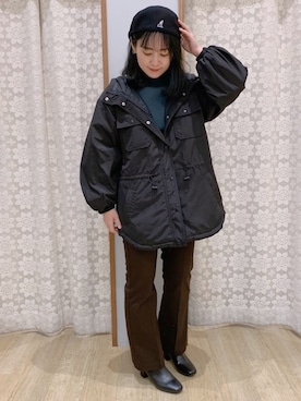 「リブニット」｜「アイテム（ハンチング/ベレー帽）」を使った、Shinommyさん（レディース・158cm）の冬コーディネート