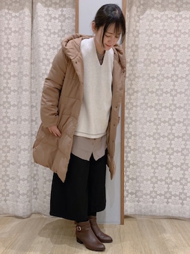 「メルトン」｜「アイテム（ブルゾン）」を使った、Shinommyさん（レディース・158cm）の冬コーディネート