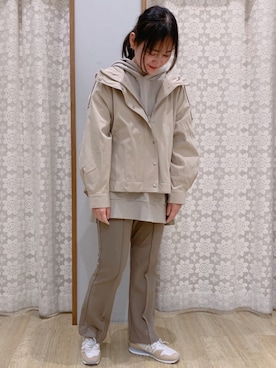 「センタープレスパンツ」｜「アイテム（マウンテンパーカー）」を使った、Shinommyさん（レディース・158cm）の春コーディネート