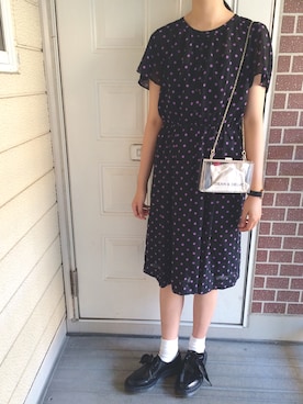 「古着ワンピ」｜「アイテム（アナログ腕時計）」を使った、honokaさん（レディース・166cm）の夏コーディネート