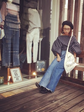 「TODAYFUL（トゥデイフル）のVintageトートバッグ（トートバッグ）」を使った、emiko☆さん（レディース・155cm）の冬コーディネート