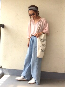 「TODAYFUL（トゥデイフル）のVintageトートバッグ（トートバッグ）」を使った、emiko☆さん（レディース・155cm）の春コーディネート