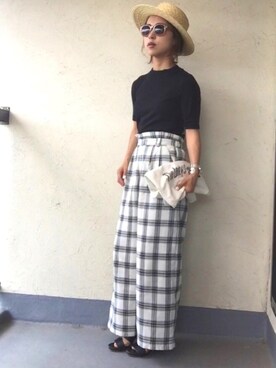 「TODAYFUL（トゥデイフル）のVintageトートバッグ（トートバッグ）」を使った、emiko☆さん（レディース・155cm）の夏コーディネート