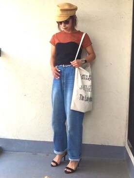「TODAYFUL（トゥデイフル）のVintageトートバッグ（トートバッグ）」を使った、emiko☆さん（レディース・155cm）の夏コーディネート