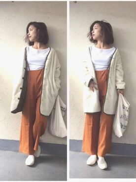 「TODAYFUL（トゥデイフル）のVintageトートバッグ（トートバッグ）」を使った、emiko☆さん（レディース・155cm）の秋コーディネート