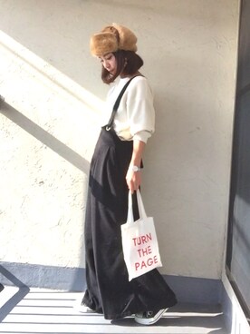 「KOBE LETTUCE（コウベレタス）のアイテム（つなぎ/オールインワン）」を使った、emiko☆さん（レディース・155cm）の冬コーディネート