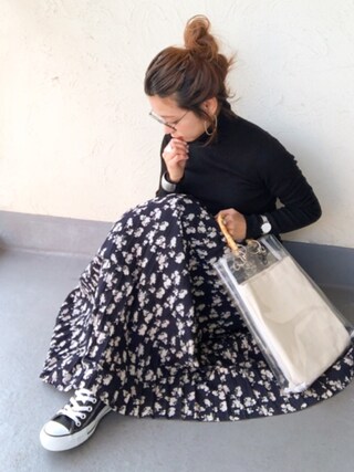 emiko☆使用「coca（上品花柄ロング丈プリーツスカート）」的時尚穿搭