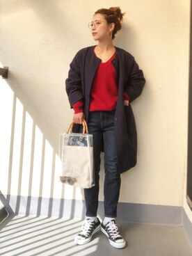 「mysty woman（ミスティウーマン）のアイテム（その他アウター）」を使った、emiko☆さん（レディース・155cm）の春コーディネート