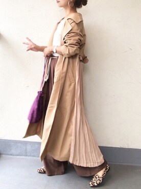 「秋のカフェオレコーデ」｜「アイテム（トレンチコート）」を使った、emiko☆さん（レディース・155cm）の秋コーディネート