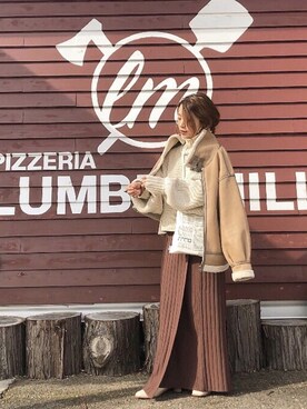 「MERLOT（メルロー）のアイテム（その他アウター）」を使った、emiko☆さん（レディース・155cm）の冬コーディネート