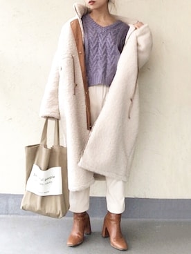 「DHOLIC（ディーホリック）のアイテム（その他アウター）」を使った、emiko☆さん（レディース・155cm）の冬コーディネート