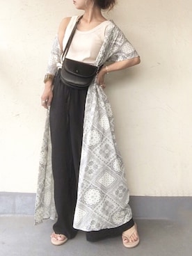 「シャツワンピ」｜「アイテム（ビーチサンダル）」を使った、emiko☆さん（レディース・155cm）の夏コーディネート