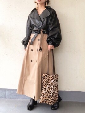 emiko☆さんの「レオパードトートバッグ」を使ったコーディネート