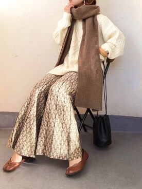 「fifth（フィフス）のフェイクレザー巾着バッグ（ハンドバッグ）」を使った、emiko☆さん（レディース・155cm）の冬コーディネート