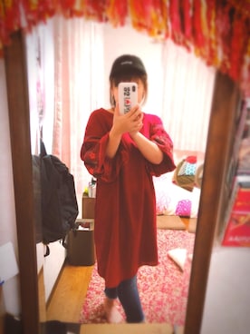 「Ungrid（アングリッド）のインディゴフレイドヘムストスリ（デニムパンツ）」を使った、u3pさん（レディース・150cm）の秋コーディネート