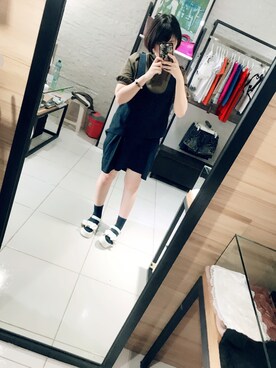 「WC（ダブル シー）のアイテム（サンダル）」を使った、ゆうこさん（レディース・161cm）の夏コーディネート