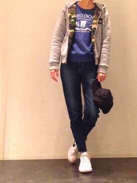 「RODEO CROWNS WIDE BOWL（ロデオクラウンズワイドボウル）のアイテム（ブルゾン）」を使った、Jinaさん（レディース・164cm）の春コーディネート