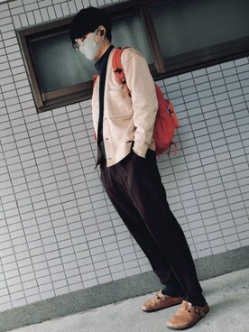 「アイテム（スリッポン、ブラウン系）」を使った、shiroさん（メンズ・178cm）の春コーディネート