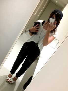 「白黒」｜「アイテム（財布/小物）」を使った、たけちょんさん（レディース・165cm）の夏コーディネート