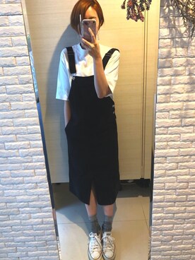「SEVENDAYS=SUNDAY（セブンデイズサンデイ）のアイテム（オールインワン・サロペット）」を使った、とってぃ。さん（レディース・160cm）の春コーディネート