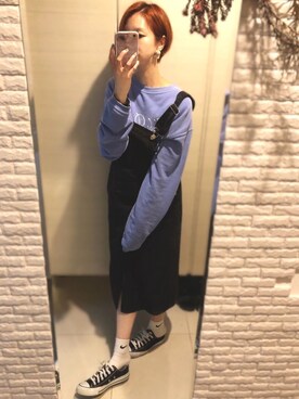 「SEVENDAYS=SUNDAY（セブンデイズサンデイ）のアイテム（オールインワン・サロペット）」を使った、とってぃ。さん（レディース・160cm）の春コーディネート