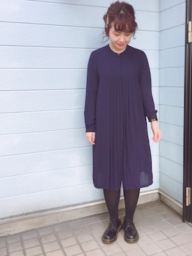 「Dr. Martens（ドクターマーチン）のDr.Martens (ドクターマーチン)/1461 3EYE GIBSON SHOES（その他シューズ）」を使った、yukoさん（レディース・156cm）の冬コーディネート