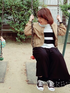 「スカーチョ」｜「アイテム（ブルゾン）」を使った、yukoさん（レディース・156cm）の春コーディネート