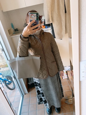 「LAVENHAM（ラベンハム）のアイテム（ブルゾン）」を使った、なおけいこさん（レディース・160cm）の冬コーディネート