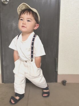 「Samansa Mos2（サマンサ モスモス）のアイテム（帽子）」を使った、**KEY**さん（キッズ・80cm）の夏コーディネート