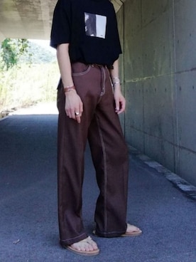 「YSTRDY's TMRRW（イエスタデイズトゥモロー）のアイテム（サンダル）」を使った、ごんさん（メンズ・160cm）の夏コーディネート