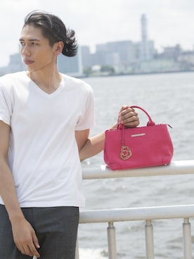 「アイテム（トートバッグ）」を使った、TMCさん（メンズ・185cm）の夏コーディネート