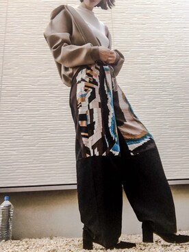 「Ameri（アメリ）のアイテム（パーカー）」を使った、TOMOMIさん（レディース・168cm）の秋コーディネート