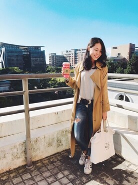 「大晦日」｜「アイテム（トレンチコート）」を使った、M.さん（レディース・163cm）の冬コーディネート