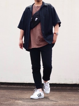 「アイテム（腕時計、ブラウン系）」を使った、タケヒロールさん（メンズ・165cm）の夏コーディネート