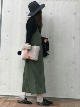 「アイテム（ライダースジャケット）」を使った、ikuさん（レディース・161cm）の冬コーディネート