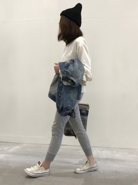 「copine」｜「アイテム（デニムジャケット）」を使った、ikuさん（レディース・161cm）の冬コーディネート