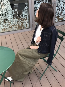「copine」｜「アイテム（デニムジャケット）」を使った、ikuさん（レディース・161cm）の冬コーディネート