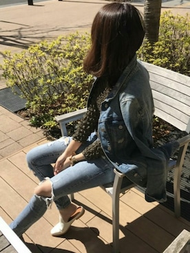 「copine」｜「アイテム（デニムジャケット）」を使った、ikuさん（レディース・161cm）の春コーディネート