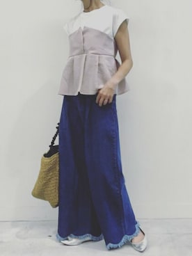 「フリルトート」｜「アイテム（その他）」を使った、ikuさん（レディース・161cm）の春コーディネート