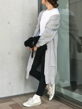 「アイテム（カーディガン/ボレロ、その他）」を使った、ikuさん（レディース・161cm）の秋コーディネート